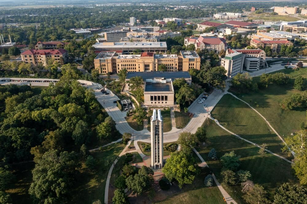 A picture of an overhead shot of the University of Kansas, available for meetings and events near Lawrence, Kansas, and Kansas City, Kansas